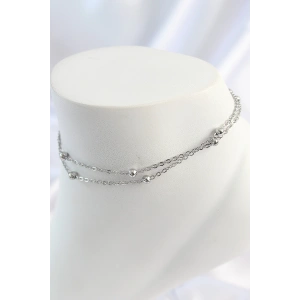 Erb 316L Çelik Gümüş Renk 2'Li Topçuk Detay Zincir Model Kadın Halhal