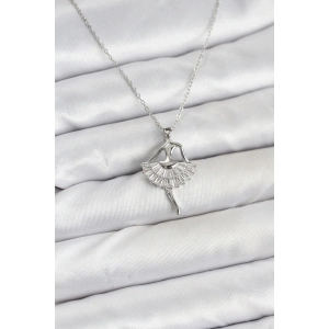 Erb 316L Çelik Gümüş Renk Balerin Model Kadın Kolye