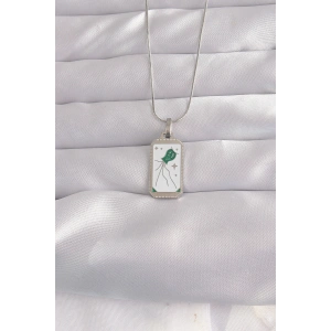 Erb 316L Çelik Gümüş Renk Beyaz Mineli Tarot Kolye