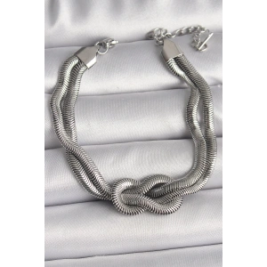 Erb 316L Çelik Gümüş Renk Düğüm Model Kadın Bileklik