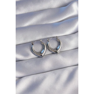 Erb 316L Çelik Gümüş Renk İçi Oval Tasarımlı Küpe