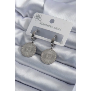 Erb 316L Çelik Gümüş Renk İşleme Detay Kadın Küpe