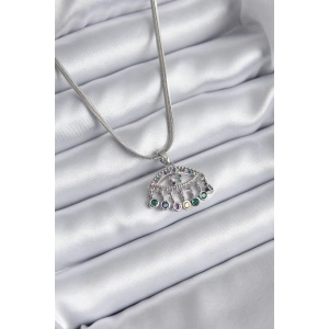 Erb 316L Çelik Gümüş Renk İtalyan Zincir Zirkon Taşlı Göz Figür Kadın Kolye