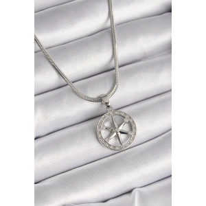 Erb 316L Çelik Gümüş Renk İtalyan Zincir Zirkon Taşlı Kutup Yıldız Model Kadın Kolye