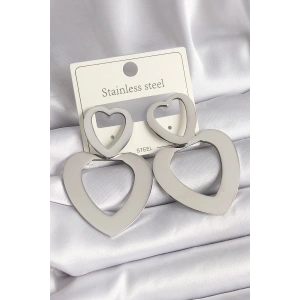 Erb 316L Çelik Gümüş Renk Kalp Model Kadın Küpe