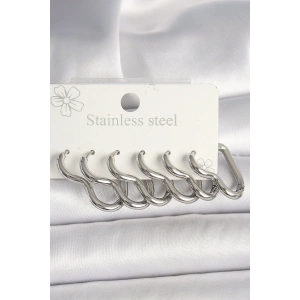 Erb 316L Çelik Gümüş Renk Kalp Model Kadın Küpe Seti