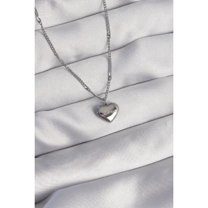 Erb 316L Çelik Gümüş Renk Kalp Model Love Kolye
