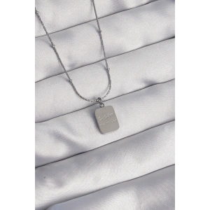 Erb 316L Çelik Gümüş Renk Kare Charm Model Kolye