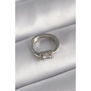 Erb 316L Çelik Gümüş Renk Kare Zirkon Taşlı Tragus Piercing