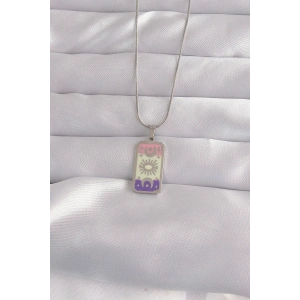 Erb 316L Çelik Gümüş Renk Karışık Mineli Ay Figür Tarot Kolye