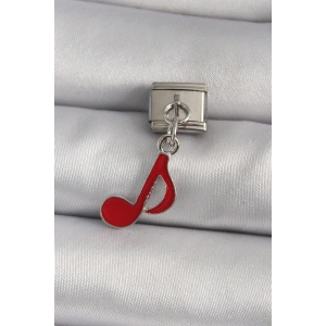 Erb 316L Çelik Gümüş Renk Kırmızı Nota Model Nomination Charm