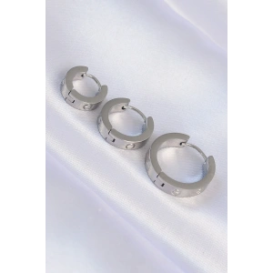 Erb 316L Çelik Gümüş Renk Model 3lü Halka Küpe