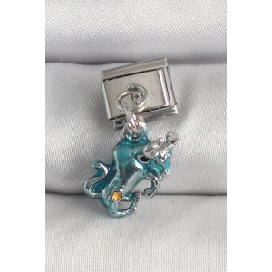 Erb 316L Çelik Gümüş Renk Sallantı Mavi Boğa Model Nomination Charm