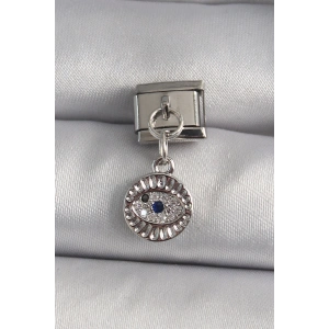 Erb 316L Çelik Gümüş Renk Sallantı Zirkon Taşlı Göz Model Nomination Charm
