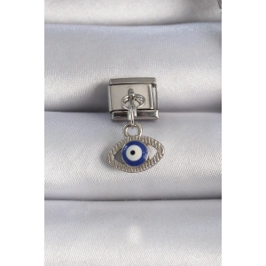 Erb 316L Çelik Gümüş Renk Sallantılı Göz Figür Nazar Boncuk Detay Nomination Charm