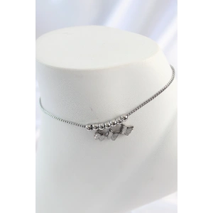 Erb 316L Çelik Gümüş Renk Simli Kelebek Model Kadın Halhal