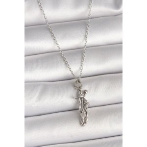 Erb 316L Çelik Gümüş Renk Zincir Sarılma Model Kadın Kolye