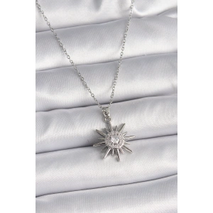 Erb 316L Çelik Gümüş Renk Zincir Zirkon Taşlı Güneş Model Kadın Yüzük