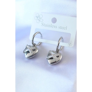 Erb 316L Çelik Gümüş Renk Zirkon Taş Detay Kalp Model Kadın Küpe