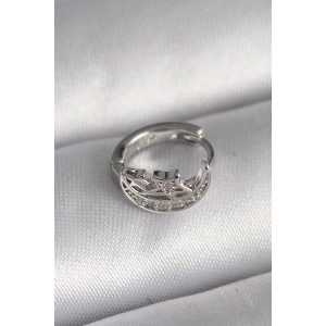 Erb 316L Çelik Gümüş Renk Zirkon Taşlı Ay Yıldız Model Tragus Piercing