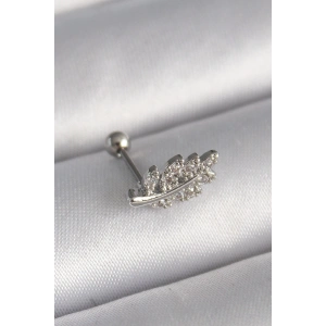 Erb 316L Çelik Gümüş Renk Zirkon Taşlı Dal Tragus Piercing