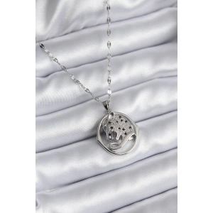 Erb 316L Çelik Gümüş Renk Zirkon Taşlı Jaguar Model Kadın Kolye