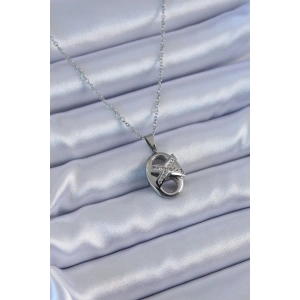 Erb 316L Çelik Gümüş Renk Zirkon Taşlı Kadın Kolye