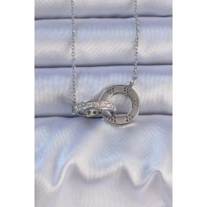 Erb 316L Çelik Gümüş Renk Zirkon Taşlı Kolye