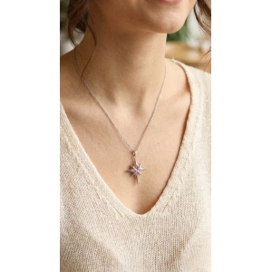 Erb 316L Çelik Gümüş Renk Zirkon Taşlı Kutup Yıldızı Model Kadın Kolye