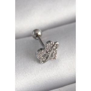 Erb 316L Çelik Gümüş Renk Zirkon Taşlı Sonsuzluk Detay Tragus Piercing