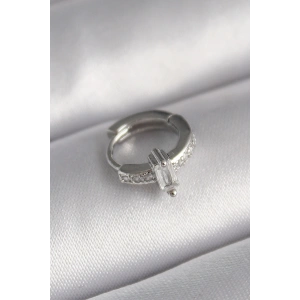 Erb 316L Çelik Gümüş Renk Zirkon Taşlı Tragus Piercing