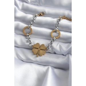 Erb 316L Çelik Mix Renk Zincir Model Yonca Figür Kadın Bileklik