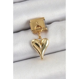 Erb 316L Çelik Sallantılı Kalp Model Gold Renk Nomination Charm