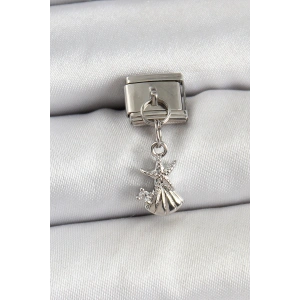 Erb 316L Çelik Sallantılı Zirkon Taşlı Deniz Yıldızı Ve İstiridye Model Gümüş Renk Nomination Charm