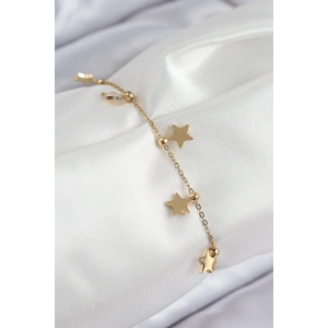 Erb 316L Çelik Sıralı Yıldız Model Gold Renk Kadın Bileklik