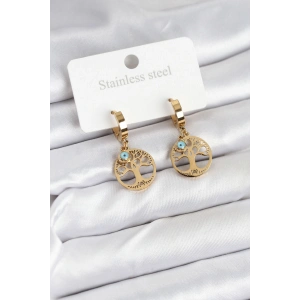 Erb 316L Çelik Yaşam Ağacı Model Kadın Küpe