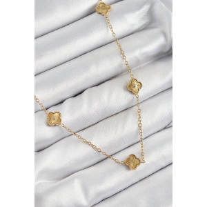 Erb 316L Çelik Yonca Model Gold Renk Kadın Kolye