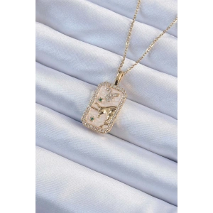 Erb 316L Çelik Zincir Altın Renk Zirkon Taşlı Boğa Figürlü Tarot Kolye