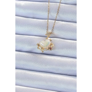 Erb 316L Çelik Zincir Altın Renk Zirkon Taşlı Gezegen Görünümlü Kalp Kolye