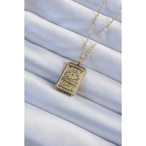 Erb 316L Çelik Zincir Eskitme Altın Renk Ay Figürlü Tarot Kolye