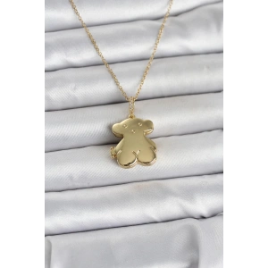 Erb 316L Çelik Zincir Gold Renk Ayıcık Model Açılabilir Kadın Kolye