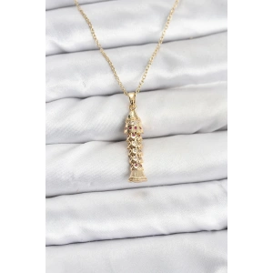 Erb 316L Çelik Zincir Gold Renk Balık Model Zirkon Taşlı Kadın Kolye