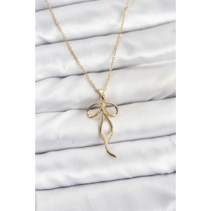 Erb 316L Çelik Zincir Gold Renk Fiyonk Model Kadın Kolye