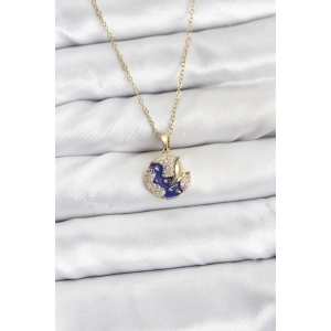 Erb 316L Çelik Zincir Gold Renk Gece Model Zirkon Taşlı Kadın Kolye