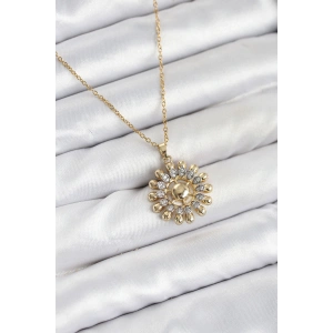 Erb 316L Çelik Zincir Gold Renk Güneş Model Kadın Kolye