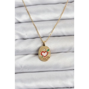 Erb 316L Çelik Zincir Gold Renk Kalp Figürlü Kadın Kolye