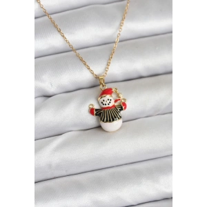 Erb 316L Çelik Zincir Gold Renk Kardan Adam Figürlü Yılbaşı Temalı Kadın Kolye