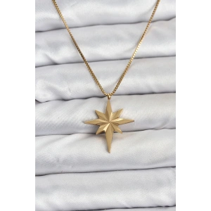 Erb 316L Çelik Zincir Gold Renk Kutup Yıldızı Model 60 Cm Zincir Kadın Kolye