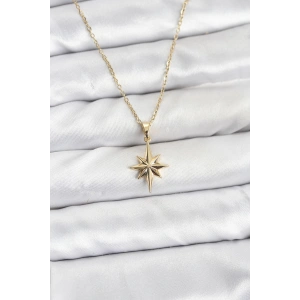 Erb 316L Çelik Zincir Gold Renk Kutup Yıldızı Model Kadın Kolye