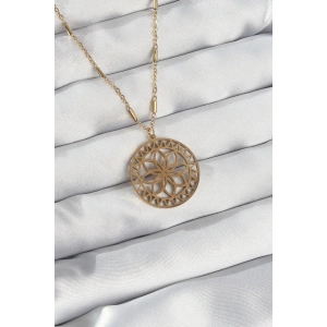 Erb 316L Çelik Zincir Gold Renk Lotus Model Kolye